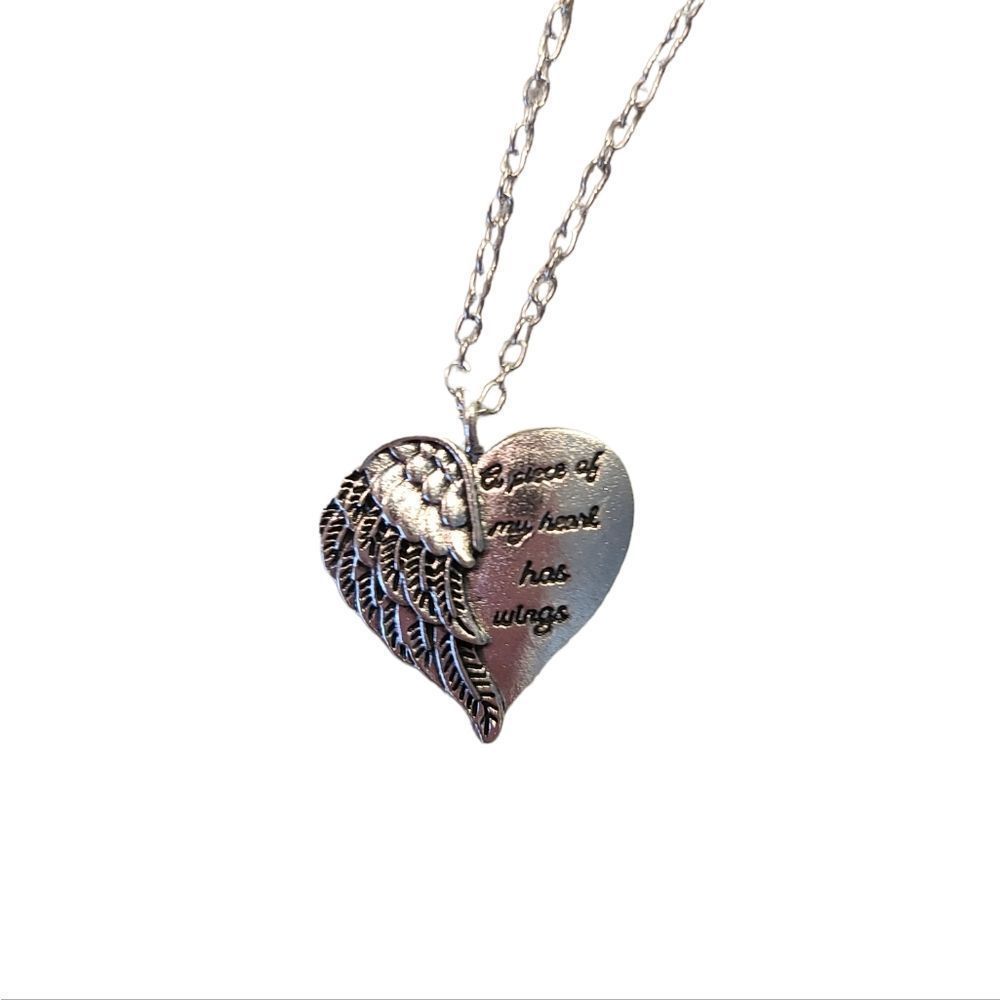 A piece of my heart has wings necklace